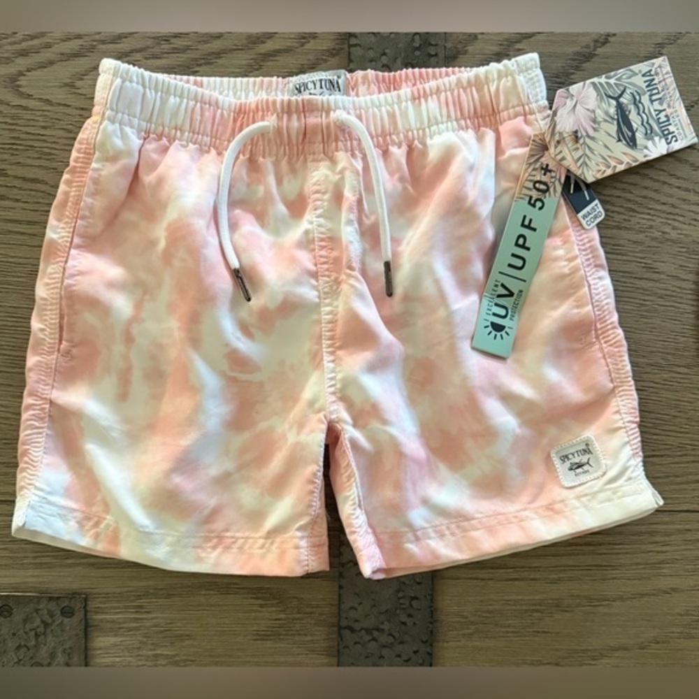 NWT Spicy Tuna Kids' Peach Tie-Dye Swimming Shorts